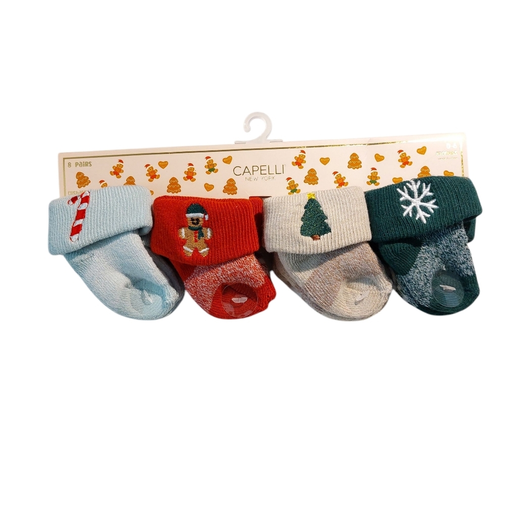 Capelli of New York Baby Holiday Socks Set Red Blue Green Tan NWT